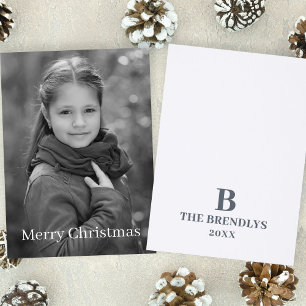 Merry Christmas Elegant Monogram Holiday Letterpress Photo Cards