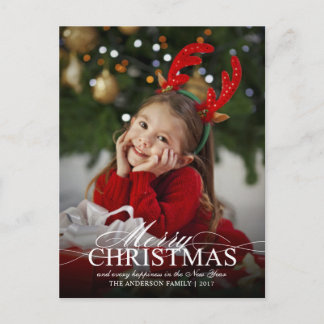 Merry Christmas Elegant Photo Holiday Event Invite