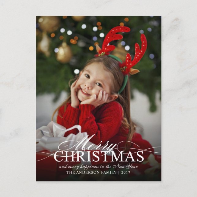 Merry Christmas Elegant Photo Holiday Event Invite (Front)