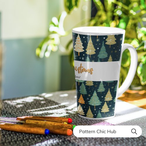 Merry Christmas Elegant Pine Tree Gift for Him Latte Mug