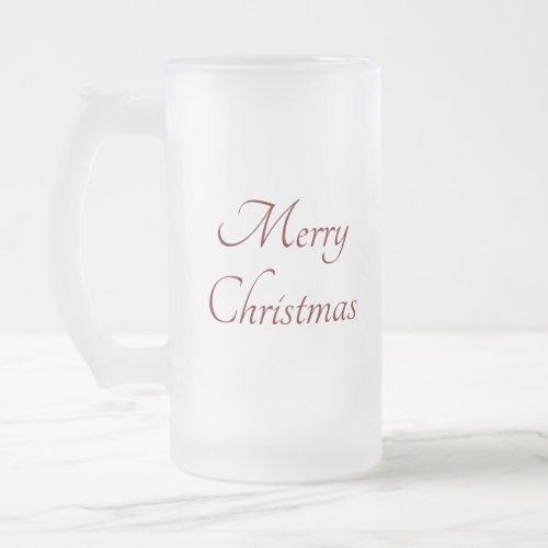Merry Christmas Elegant Red Frosted Glass Beer Mug