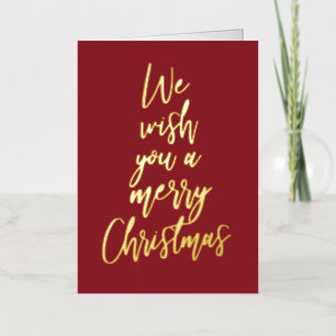 Merry Christmas Elegant Red Gold Foil Photo Card