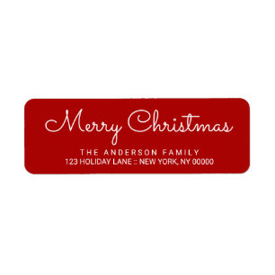 Merry Christmas Elegant Red Hand Lettered Label