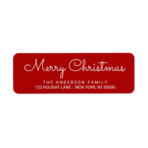 Merry Christmas Elegant Red Hand Lettered Label