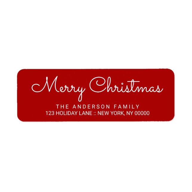 Merry Christmas Elegant Red Hand Lettered Label (Front)