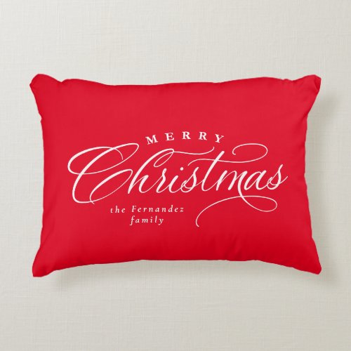 Merry Christmas elegant red holiday decor Accent Pillow