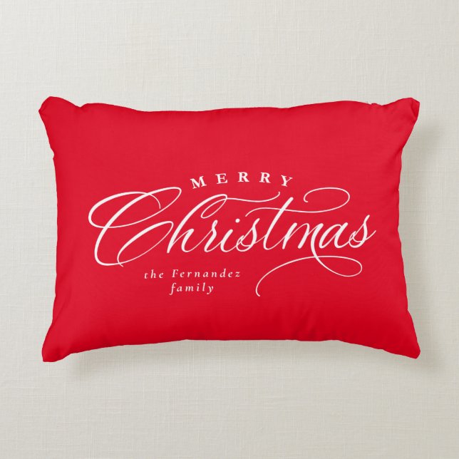 Merry Christmas elegant red holiday decor Accent Pillow (Front)
