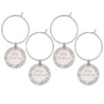 Merry Christmas Elegant Red Holly Berry Greenery Wine Charm