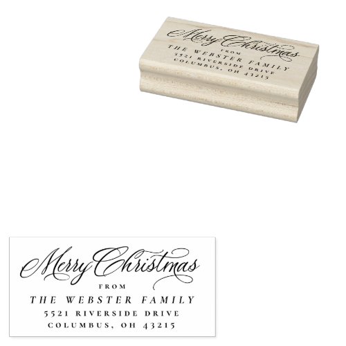 Merry Christmas elegant return address Rubber Stamp