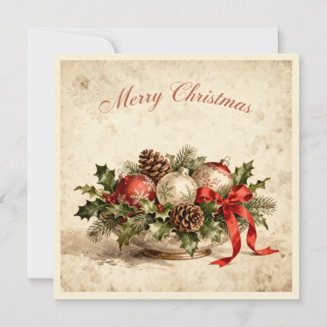 Merry Christmas-Elegant Rustic Simple Typography  Holiday Card (Front)