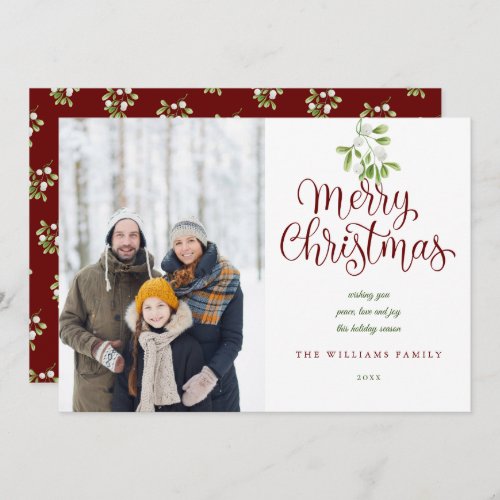 Merry Christmas Elegant S Mistletoe Family Photo Holiday Card