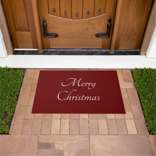 Merry Christmas Elegant Script Classic Red  Doormat