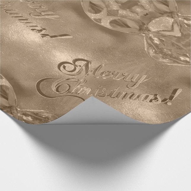 Merry Christmas Elegant Script Copper Brown Wrapping Paper (Corner)