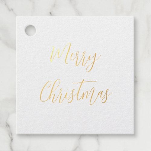 Merry Christmas Elegant Script Gold  Foil Favor Tags