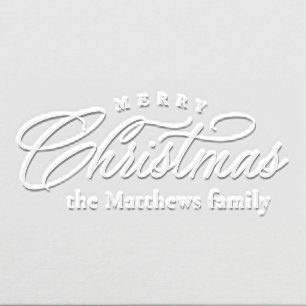 Merry Christmas elegant script personalized Embosser