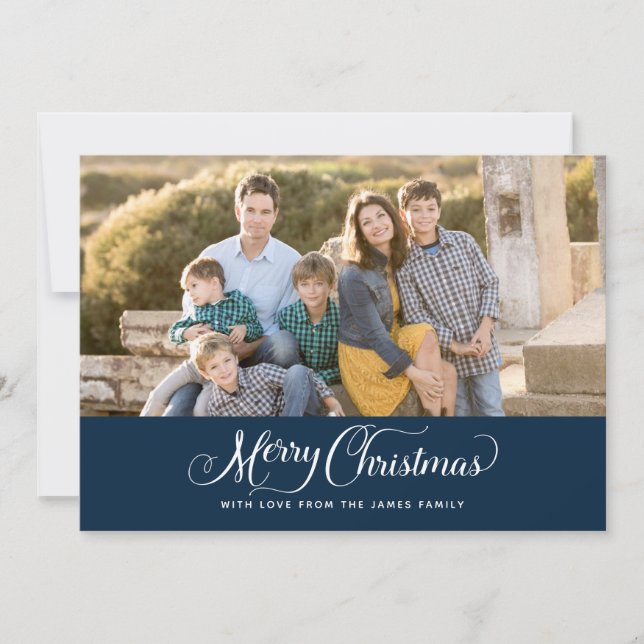 Merry Christmas Elegant Script Photo Cards (Front)