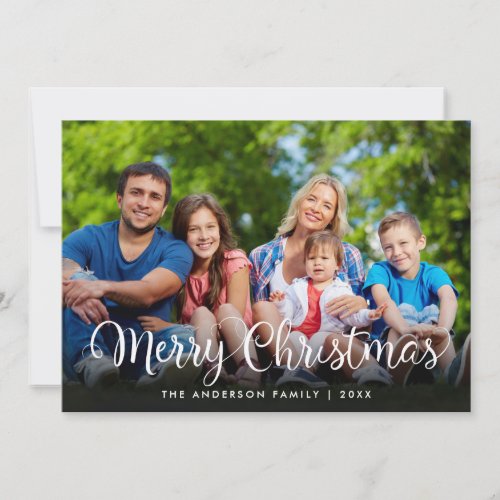 Merry Christmas Elegant Script Photo Holiday Card