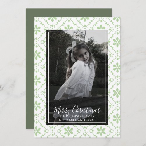 Merry Christmas Elegant Script Photo Snowflake Holiday Card