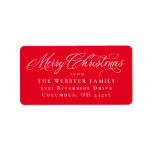 Merry Christmas elegant script red return address Label<br><div class="desc">Merry Christmas in a classic and elegant script on a red background makes a perfect holiday card accent. This return address label pairs well with the Merry Christmas Elegant Script collection of cards by Lea Delaveris Design but is also versatile enough to work with other holiday designs. The festive red...</div>