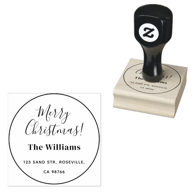 Merry Christmas Elegant Script Rubber Stamp (Stamped)
