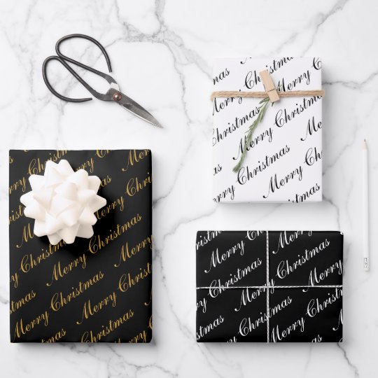 Merry Christmas Elegant Script Text Wrapping Paper Sheets | Zazzle.com