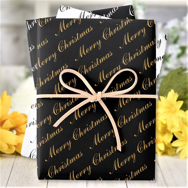 Merry Christmas Elegant Script Text Wrapping Paper Sheets (Creator Uploaded)