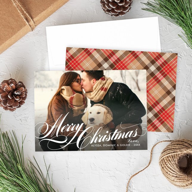 Merry Christmas Elegant Script Winter Photo Holiday Card (Creator Uploaded)