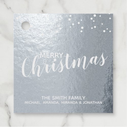 Merry Christmas Elegant Silver Foil Foil Favor Tags