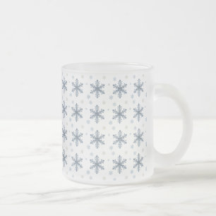 Merry Christmas Elegant Snowflake Holiday Winter Frosted Glass Coffee Mug