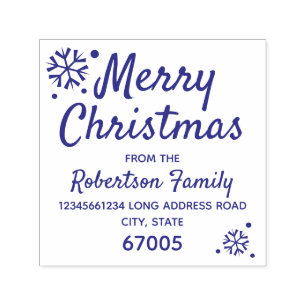 Merry Christmas Elegant Snowflake Return Address Self-inking Stamp