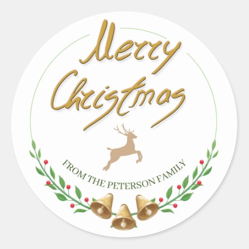 Merry Christmas Elegant Sticker With A Family Name