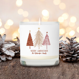 Merry Christmas Elegant Trees Custom Family Name Scented Candle