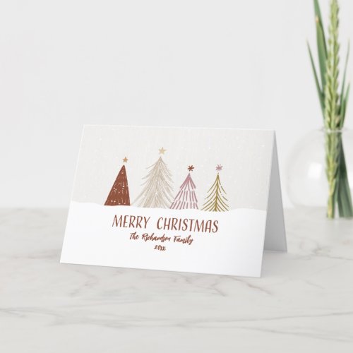 Merry Christmas Elegant Trees Snow Festive Custom Holiday Card