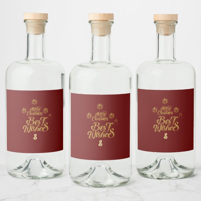 Merry Christmas Elegant Trendy Liquor Bottle Label (Bottles)