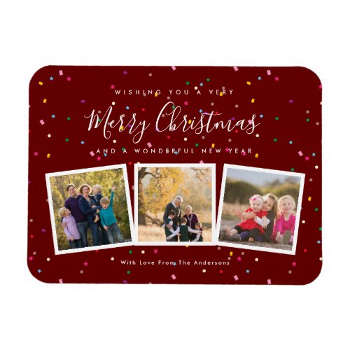 Merry Christmas Elegant Typography Family Photo Magnet