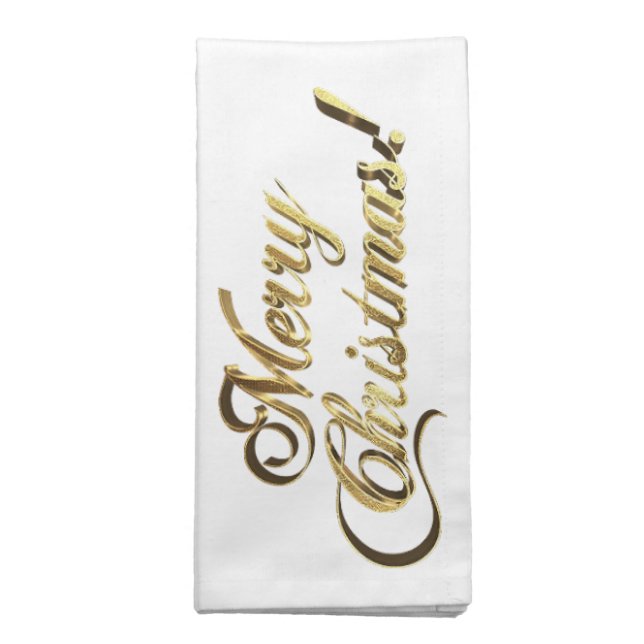 Merry Christmas Elegant Typography Faux Gold Foil Cloth Napkin (Folded)