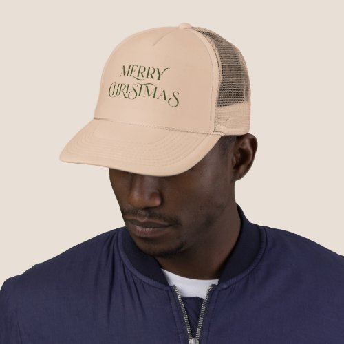 Merry Christmas elegant typography Green Trucker Hat