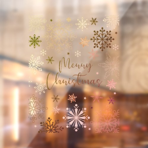 Merry Christmas Elegant Winter Snowflakes Window Cling