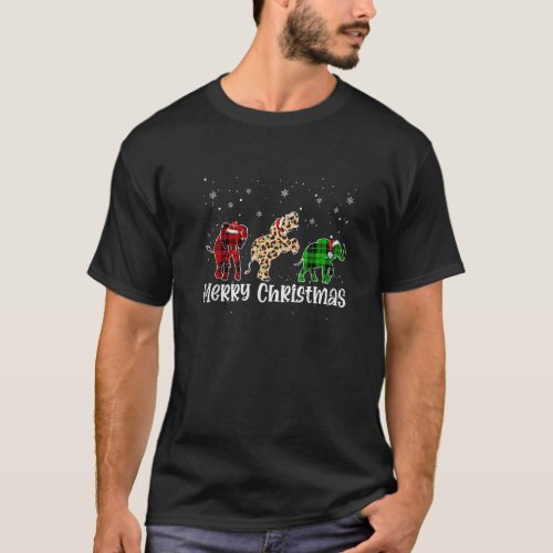 Merry Christmas Elephant Animals Leopard Buffalo P T_Shirt