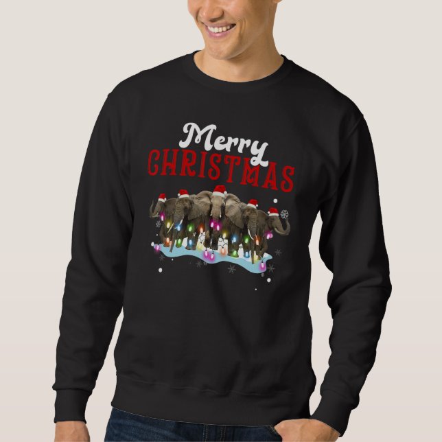 Merry Christmas Elephant Tree Lights Elephant Chri Sweatshirt (Front)