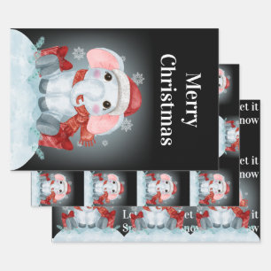 Merry Christmas Elephant Wrapping Paper Sheets