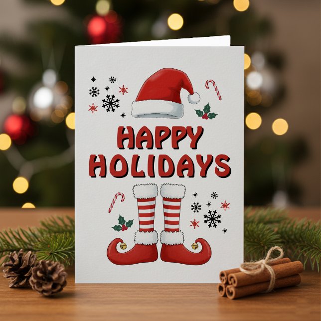 Merry Christmas Elf Boots Santa Claus Hat White Holiday Card (Merry Christmas Elf Boots Santa Claus Hat White Holiday Card
)