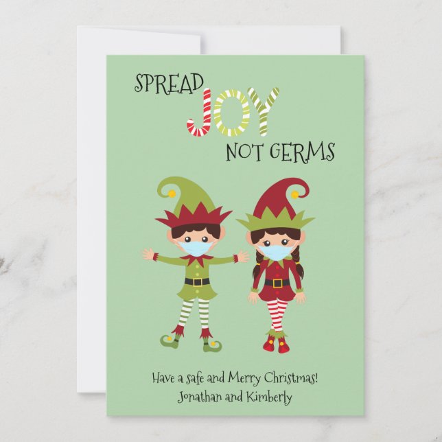 Merry Christmas Elf Face Mask Spread Joy 2020 Holiday Card (Front)