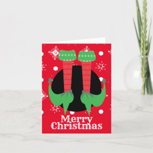 Merry Christmas Elf Feet Heels Snowflakes Letterpress Thank You Card