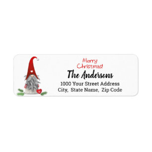 Merry Christmas Elf Gnome Return Address Label