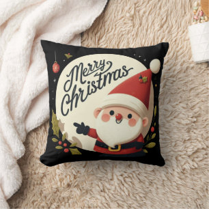 Merry Christmas Elf Hat Throw Pillow