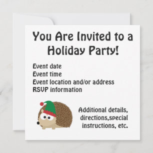 Merry Christmas! Elf Hedgehog scene Invitation