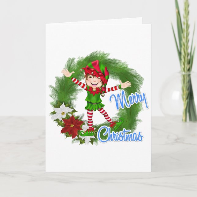 Merry Christmas Elf Holiday Card (Front)