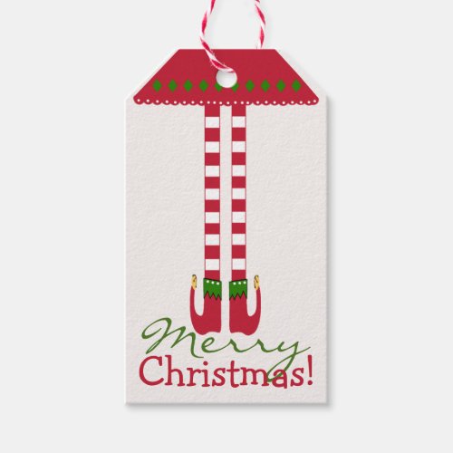Merry Christmas Elf Legs Gift Tags