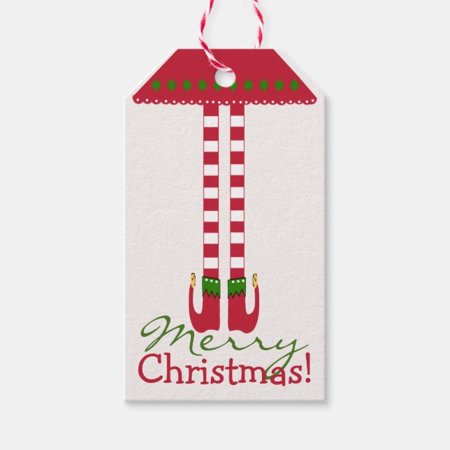 Merry Christmas Elf Legs Gift Tags (Front)